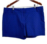 Loft Embroidered Blue Eyelet Chino 4" Shorts Size 14 NWT