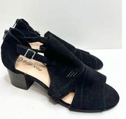 Bella Vita Sandal Womens Size 11W Black Leather Open Toe Illiana Block Heel
