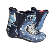 LONDON FOG Women's Piccadilly Navy Tie-Dye Rain Boot Size 8M US