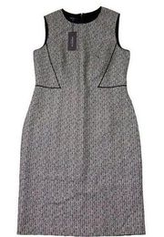 NWT Lafayette 148 Bree Sheath in Black White Tweed Sleeveless Dress 12 $548