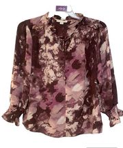 Cooper + Ella | purple patches ruffle long sleeve top