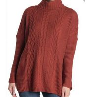 NWT Joseph A Cable Knit Rust Turtleneck Sweater