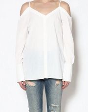 NWT Essue off the shoulder button down poplin white blouse, size large