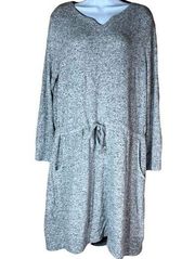 Soft Surroundings Easy Living drawstring waist gray sweater knit dress