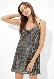 American Eagle Cowl Neck Sequin Mini Dress