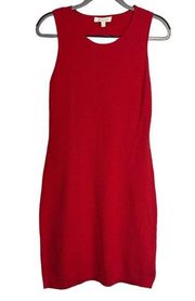 Etcetera Red Woven Texture Key Hole Back Fitted Below Knee Sleeveless Dress Sm