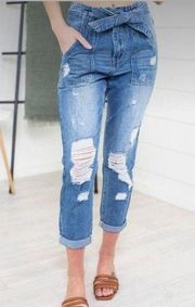 Vervet Los Angeles Ankle Crop Jeans Women's 27 Denim Mom Distressed Tapered Leg