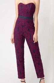 NWT  Sonya Strapless Lace Jumpsuit Sz S