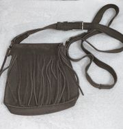 Crossbody Handbag Mini Gray Suede Fringe Western Pouch Bag