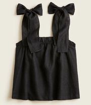 J. Crew Tie-Shoulder Linen Tank Top in Black - Size S