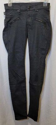 Rock & Republic Kashmiere Skinny Jeans Size 0M Black Zippers Low Rise