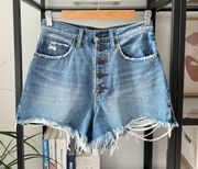 Abercrombie & Fitch Natural Rise High Waisted Cut-Off Denim Shorts Women’s 26/ 2