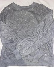 Grey Crew neck With Pearls 