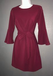 Maroon Red Burgundy Long 3/4 Sleeve Evening Party Dress Womens XS - Small