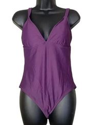 Mossimo Purple Sleeveless Back Cut One Piece Bathing Suit Swim