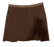 $965 Brunello Cucinelli 48 12 Skirt Wool Asymmetrical Pleated Brown Monili Hem