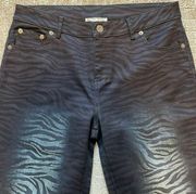 Alberto Makali black straight leg animal print jeans sz 8