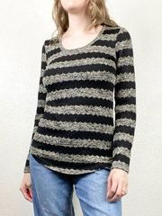 Xhilaration Black & Grey Striped Knit Sweater