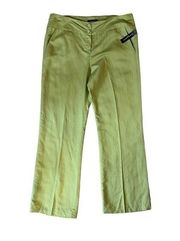 NWT Sandro Sportswear 16 Linen Rayon High Waist Pants Trousers Wide Leg Green