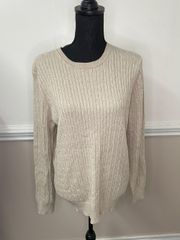 Beige Ribbed Crewneck Sweater Size Large