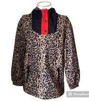 J. Crew leopard anorak hooded jacket XXS