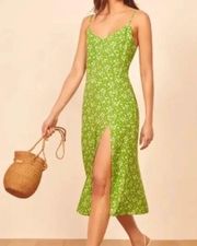 Halsten Green Floral Midi Slip Dress