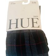 HUE Opaque Tights Sz S/M Plaid Tights Gray