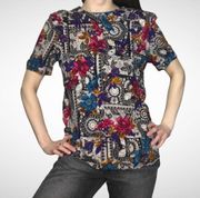 Vintage‎ Short Sleeve Blouse Floral Print Shirt Top Norton McNaughton