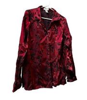 Notations size 1X‎ red black blouse button down women 181101