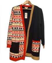 Style & Co Aztec Open Cardigan Multicolor Size XL