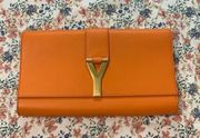 Saint Laurent clutch orange leather bag