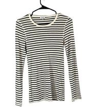 Splendid White & Black Striped Long Sleeve Modal Blend T-Shirt Women Sz S