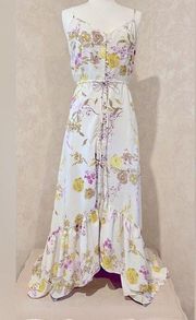 Nanette Lepore Floral Ruffle High-Low Maxi Dress | Sz 14