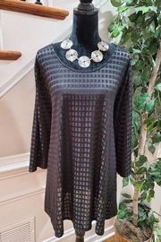 Grace Elements Women's Black Polyester Round Neck Long Sleeve Top Blouse Size 3X