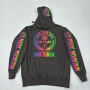 Popular Apparel Six Flags Magic Mountain Rainbow Pride Gray Hoodie Sweatshirt S.