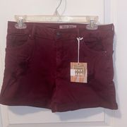 Wax Jeans Burgundy Distressed Shorts
