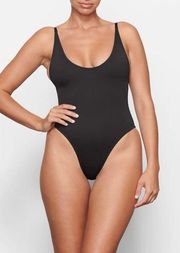 NWT Skims Recycled Swimsuit Scoop Neck One Piece in Onyx Color Size S