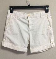 Women's Tory Burch White 100% Cotton Cuffed Chino Casual Beach Shorts Size 28