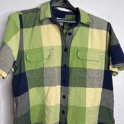 Christopher Banks Green Plaid Button Up 100% Cotton Shirt Adult Size L