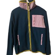 Ivory Ella Color Block Teal & Lilac Full Zip Size XS Fleece Jacket.