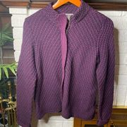 Habitat Clothes To Live In Purple Black Knit Zip Front Cardigan Sweater Size XS