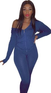 Royal Blue Two-Piece Full Zip Hoodie With Matching Leggings