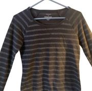 Pre Owned Women’s Sonoma Lifestyle Pullover Top Shirt Gray Silver Stripe Small