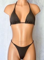 Gray/Brown, Halter, Bikini Set