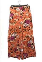 Rachel Rachel Roy Linen Floral Wide Leg Pants Size Small