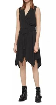 Odessa Crossover Waist Tie Dress Black Size S Retail $228