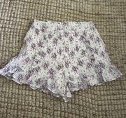 Storia White and Purple Floral Shorts