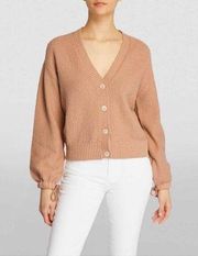 Paige Bouganvilla Cotton Cropped Cardigan Sweater Tan Small