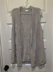 Talbots Light Grey Knit Open Front Sleeveless Vest Sweater size M