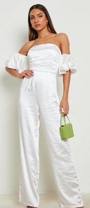 Satin Puff Sleeve Jumpsuit